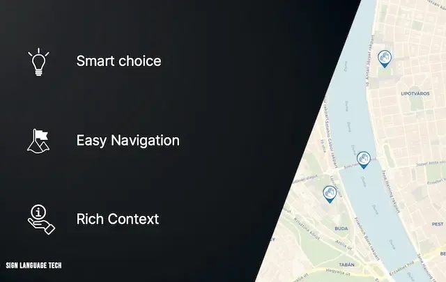 a screenshot of the Sign Tours Hungary homepage showing a location of Hungary Chain Bridge